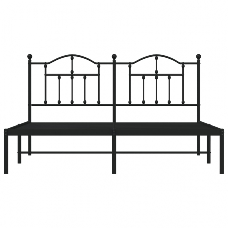 Bettgestell mit Kopfteil Metall Schwarz 180x200 cm