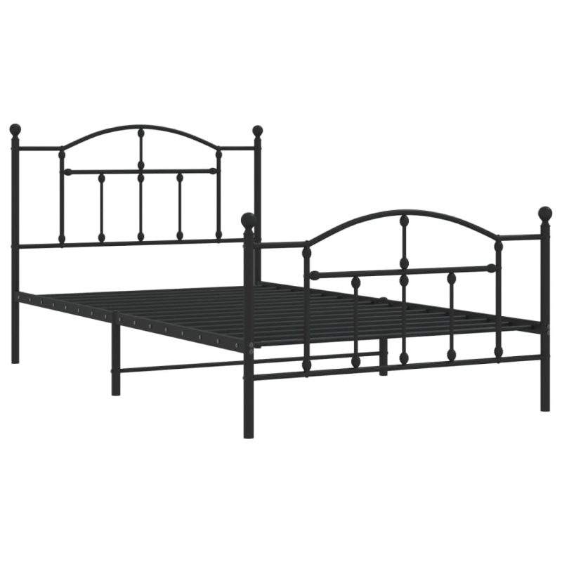 Bettgestell mit Kopf- und Fußteil Metall Schwarz 100x200 cm