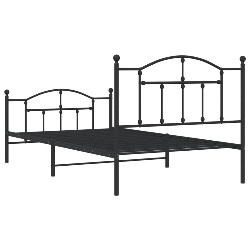 Bettgestell mit Kopf- und Fußteil Metall Schwarz 100x200 cm