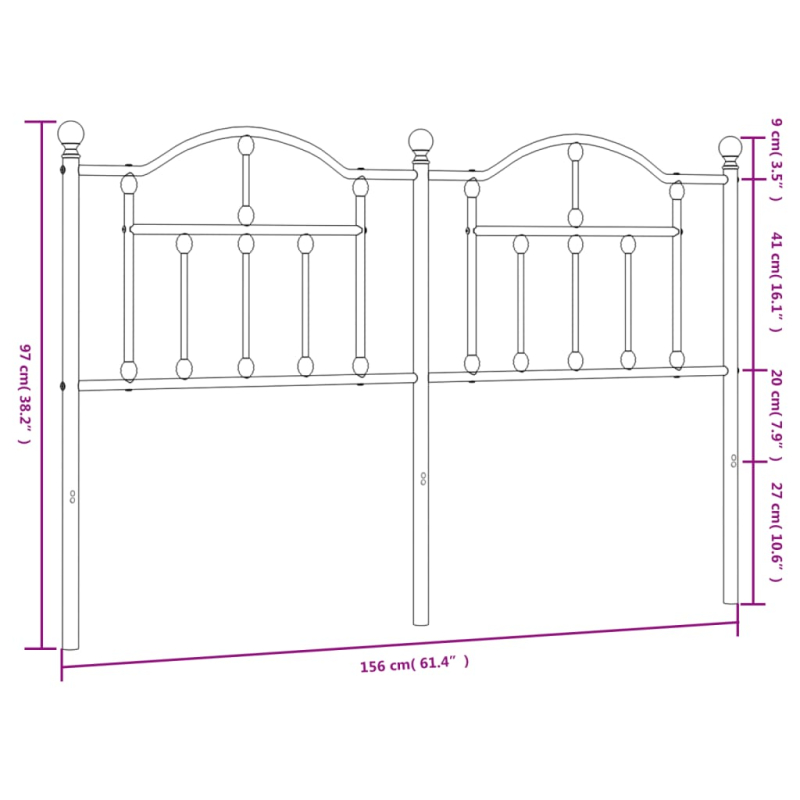 Kopfteil Metall Schwarz 150 cm