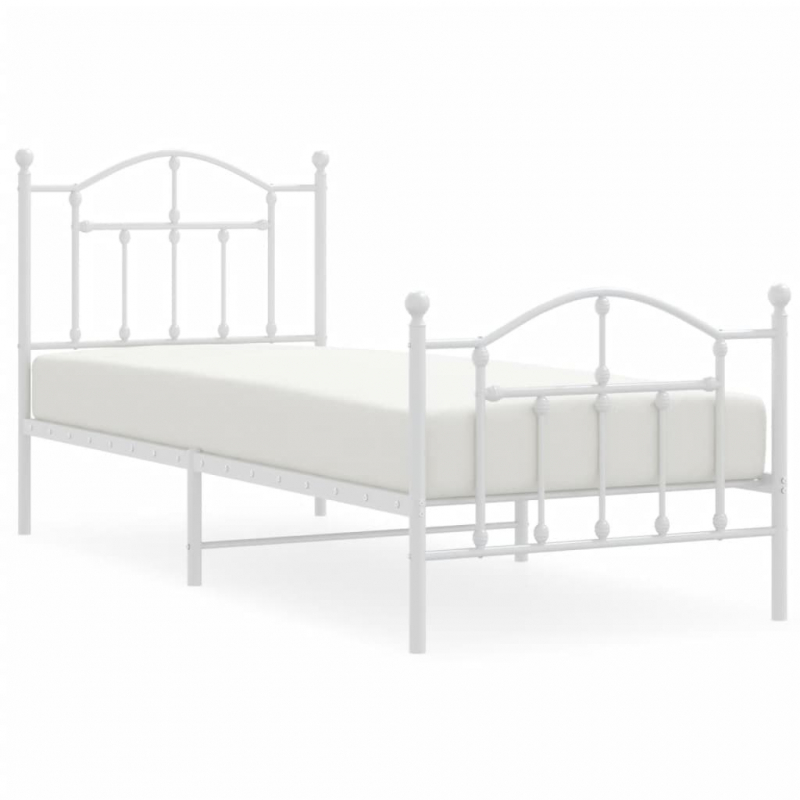 Bettgestell mit Kopf- und Fußteil Metall Weiß 80x200 cm