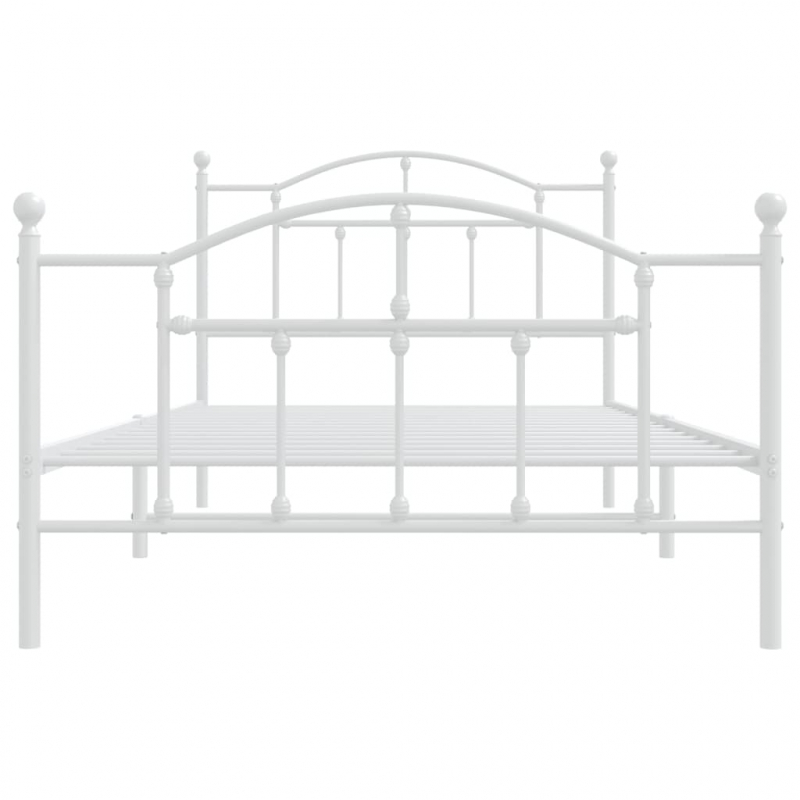 Bettgestell mit Kopf- und Fußteil Metall Weiß 107x203 cm