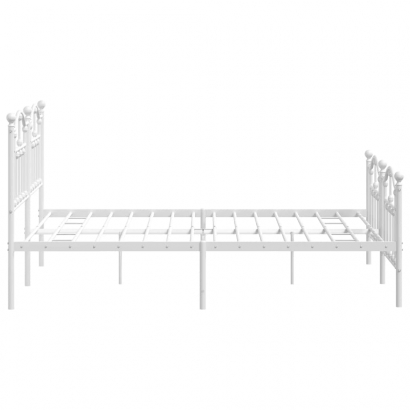 Bettgestell mit Kopf- und Fußteil Metall Weiß 140x190 cm