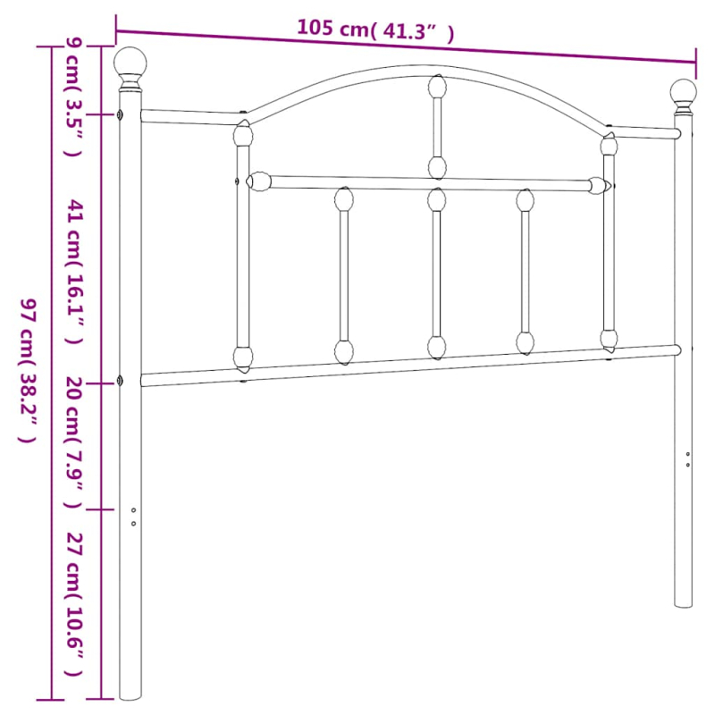 Kopfteil Metall Weiß 100 cm