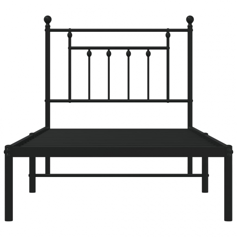 Bettgestell mit Kopfteil Metall Schwarz 90x190 cm