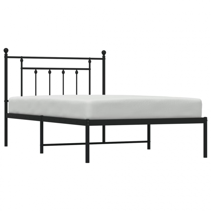 Bettgestell mit Kopfteil Metall Schwarz 100x200 cm