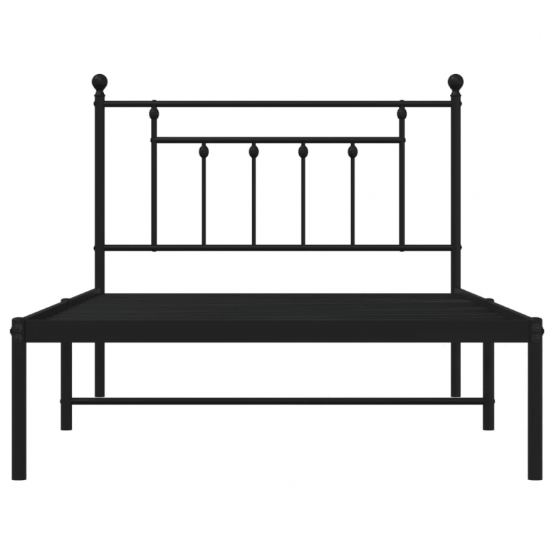 Bettgestell mit Kopfteil Metall Schwarz 100x200 cm