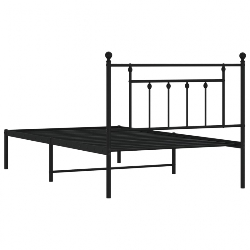 Bettgestell mit Kopfteil Metall Schwarz 100x200 cm