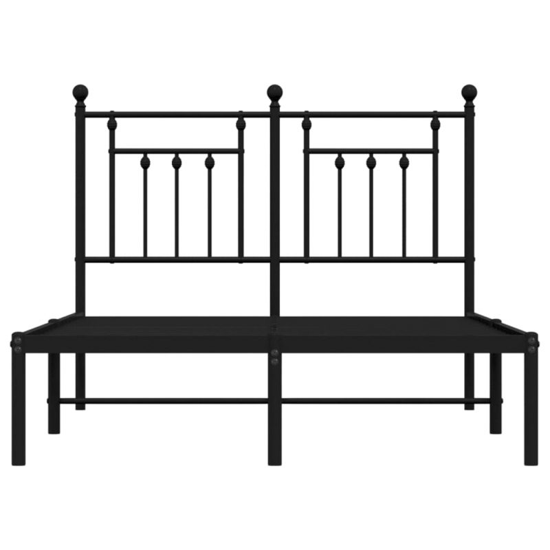 Bettgestell mit Kopfteil Metall Schwarz 135x190 cm
