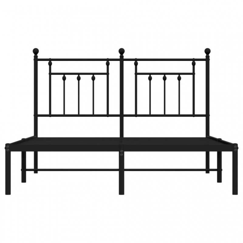 Bettgestell mit Kopfteil Metall Schwarz 140x190 cm