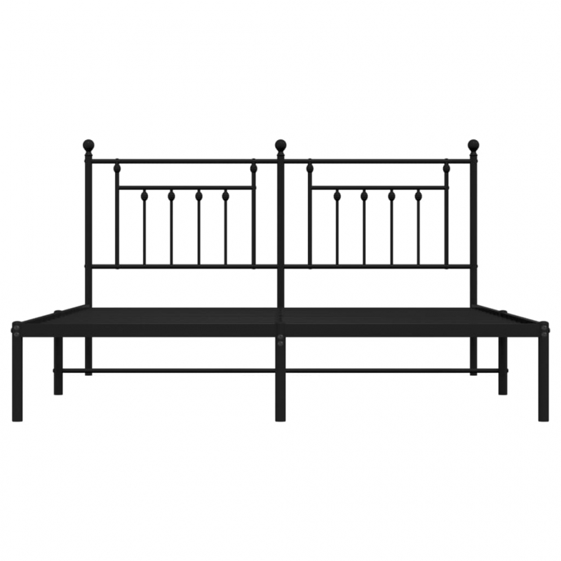 Bettgestell mit Kopfteil Metall Schwarz 160x200 cm