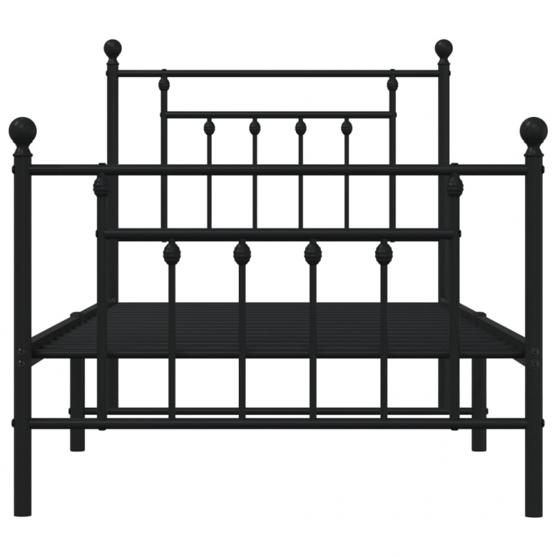 Bettgestell mit Kopf- und Fußteil Metall Schwarz 90x200 cm