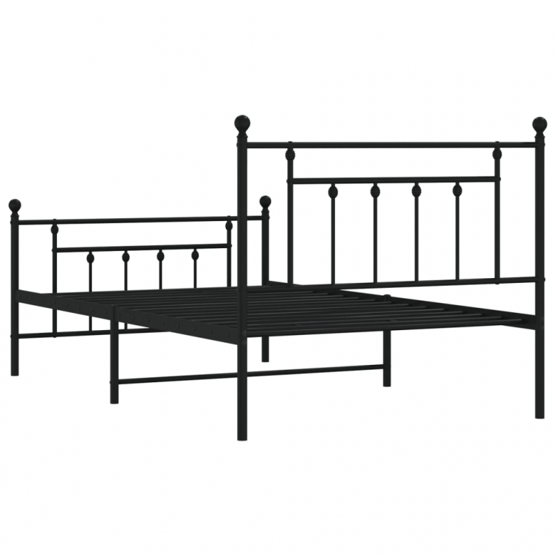 Bettgestell mit Kopf- und Fußteil Metall Schwarz 100x200 cm
