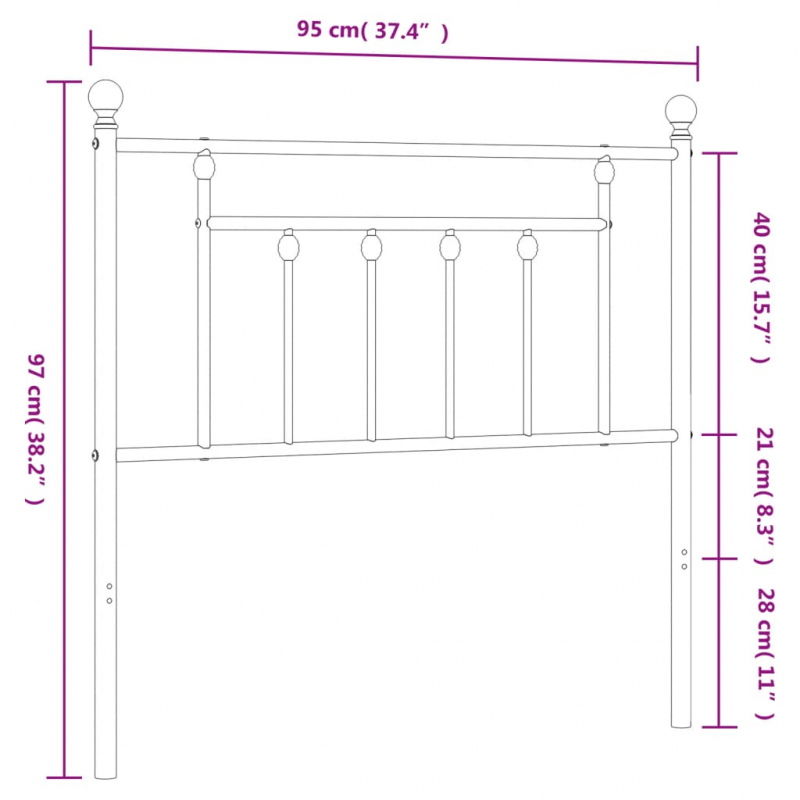 Kopfteil Metall Weiß 90 cm