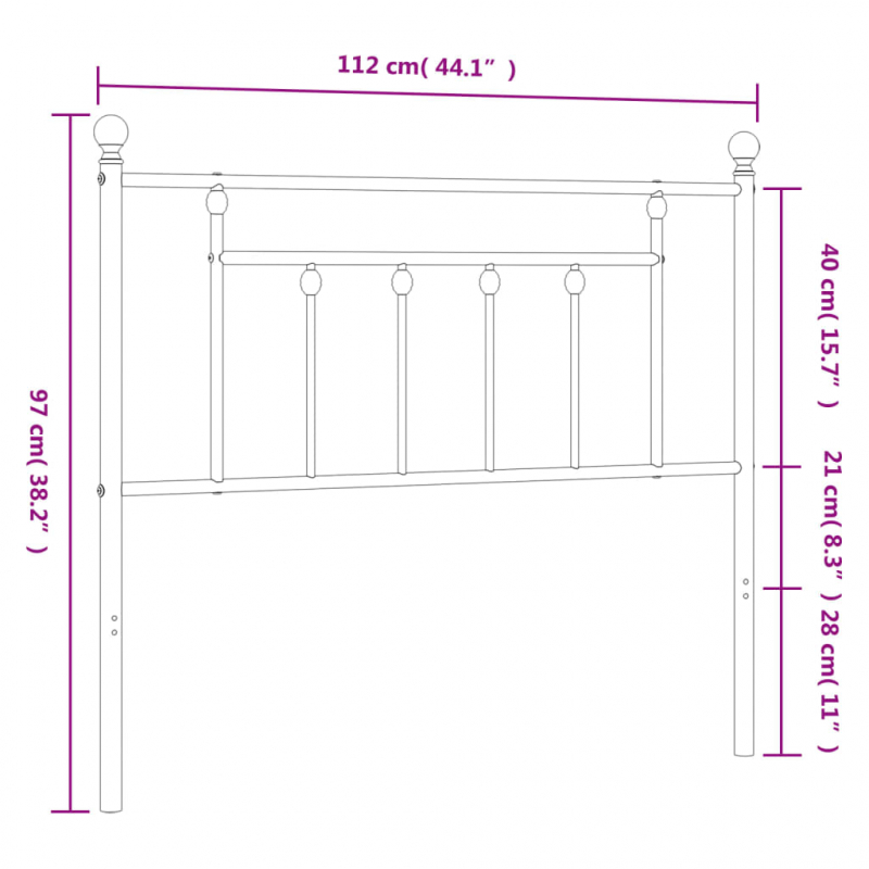 Kopfteil Metall Weiß 107 cm