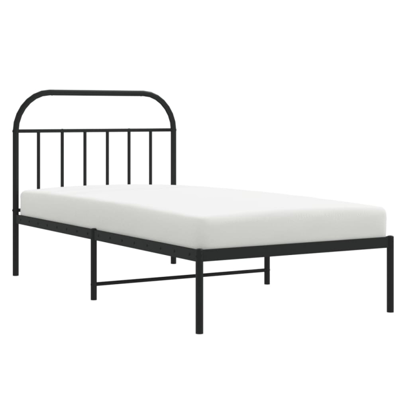 Bettgestell mit Kopfteil Metall Schwarz 100x200 cm