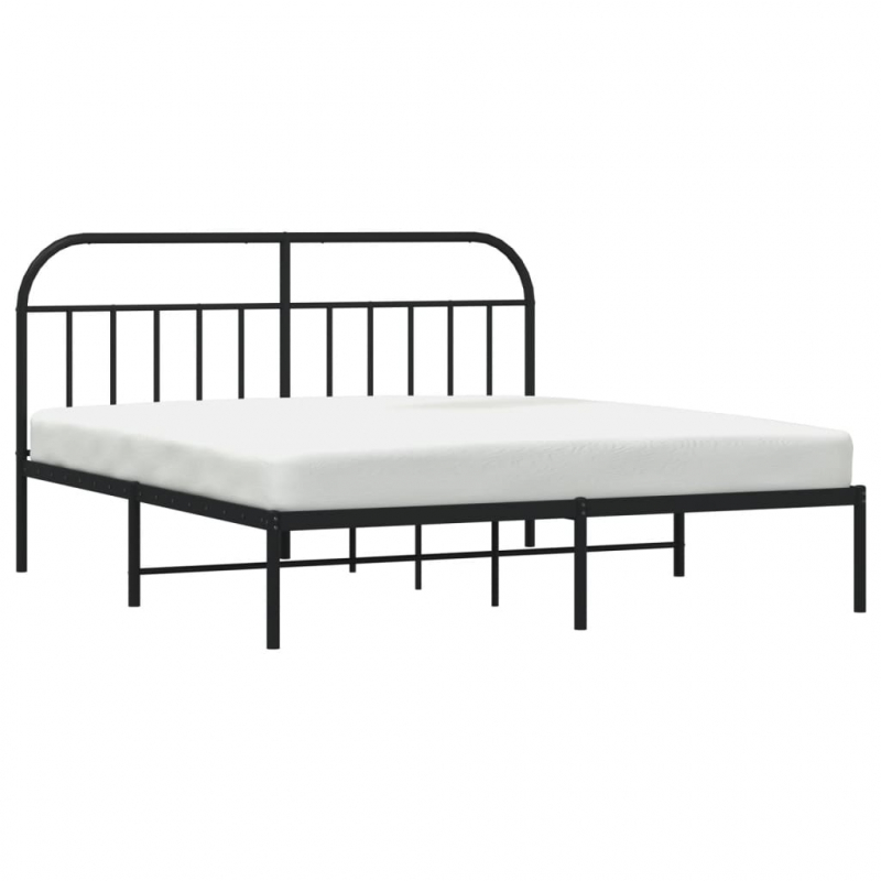 Bettgestell mit Kopfteil Metall Schwarz 183x213 cm