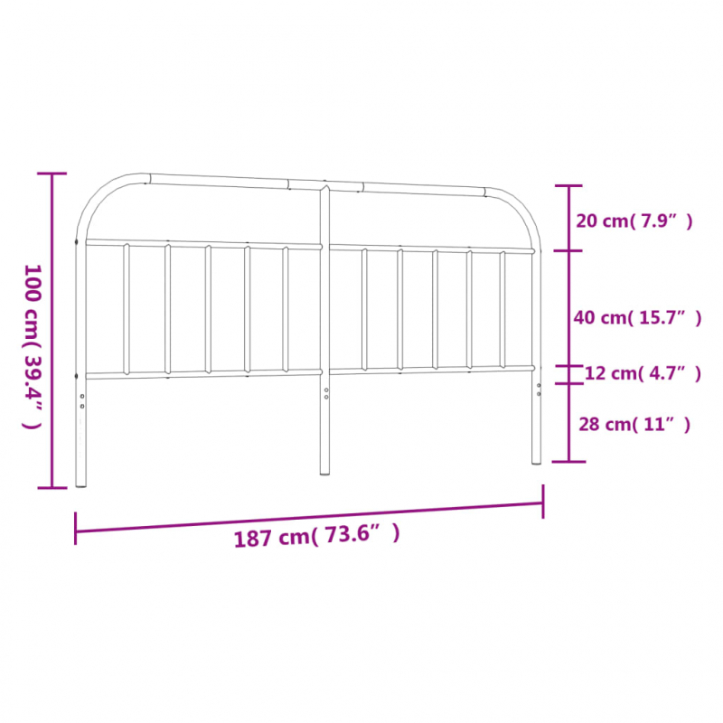 Kopfteil Metall Schwarz 180 cm