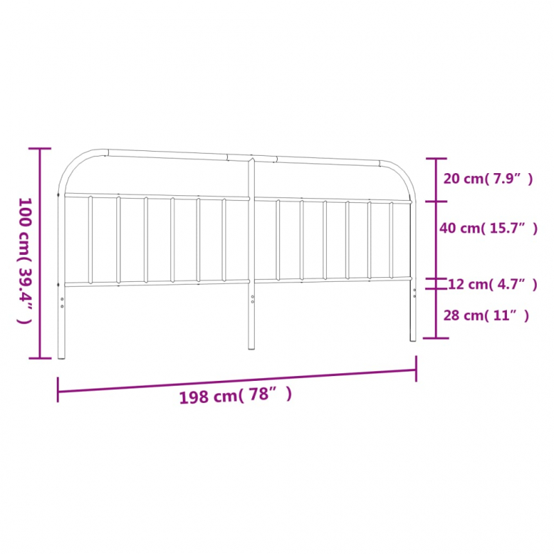 Kopfteil Metall Schwarz 193 cm