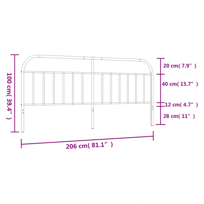 Kopfteil Metall Schwarz 200 cm