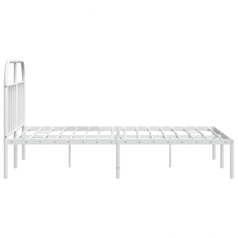 Bettgestell mit Kopfteil Metall Weiß 160x200 cm