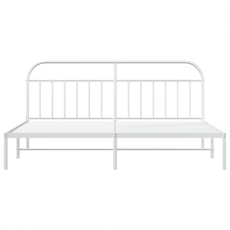 Bettgestell mit Kopfteil Metall Weiß 193x203 cm