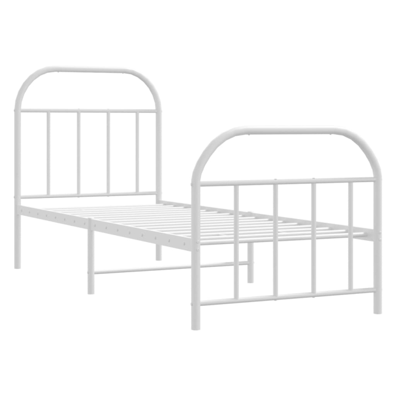 Bettgestell mit Kopf- und Fußteil Metall Weiß 75x190 cm