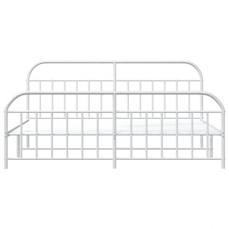 Bettgestell mit Kopf- und Fußteil Metall Weiß 200x200 cm