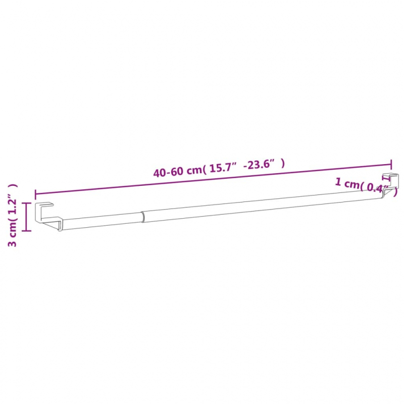 Gardinenstangen 2 Stk. Weiß und Silbern 40-60 cm Aluminium