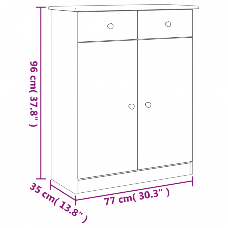 Schuhschrank ALTA 77x35x96 cm Massivholz Kiefer