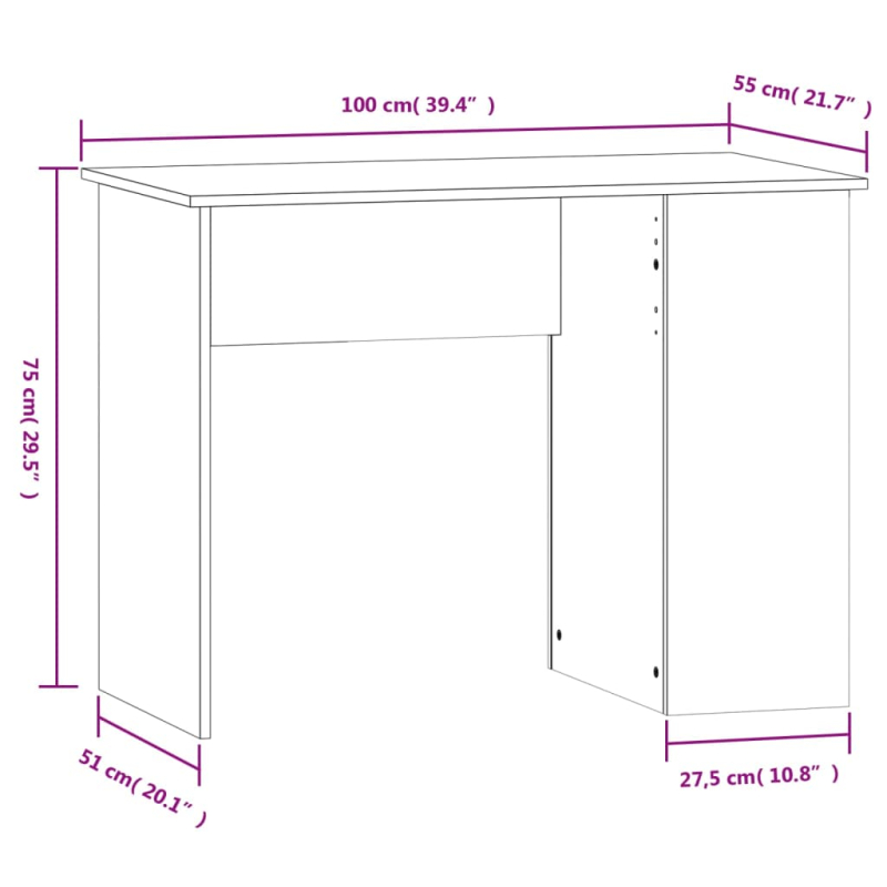 Schreibtisch Sonoma-Eiche 100x55x75 cm Holzwerkstoff