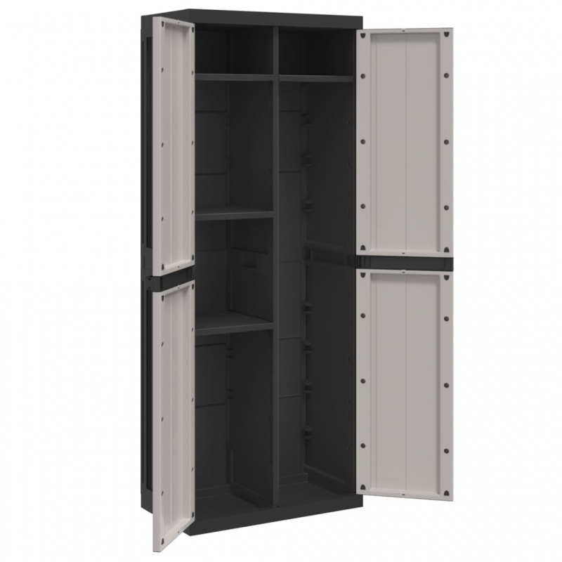 Gartenschrank Grau und Schwarz 65x37x165 cm PP