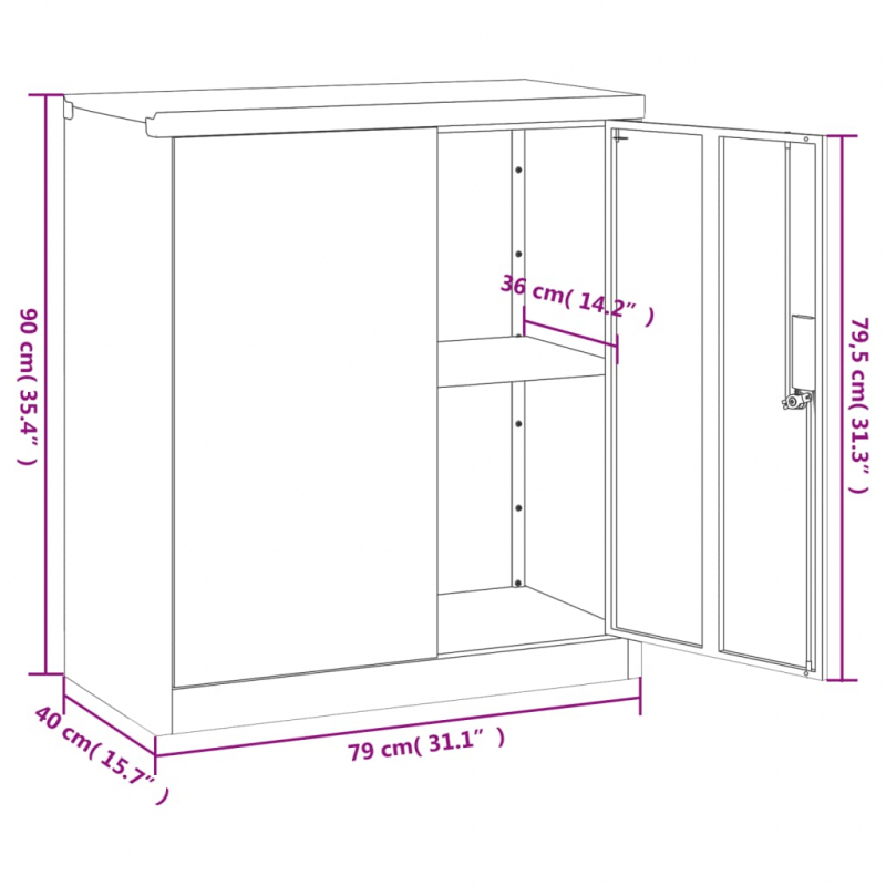 Aktenschrank Weiß 79x40x90 cm Stahl