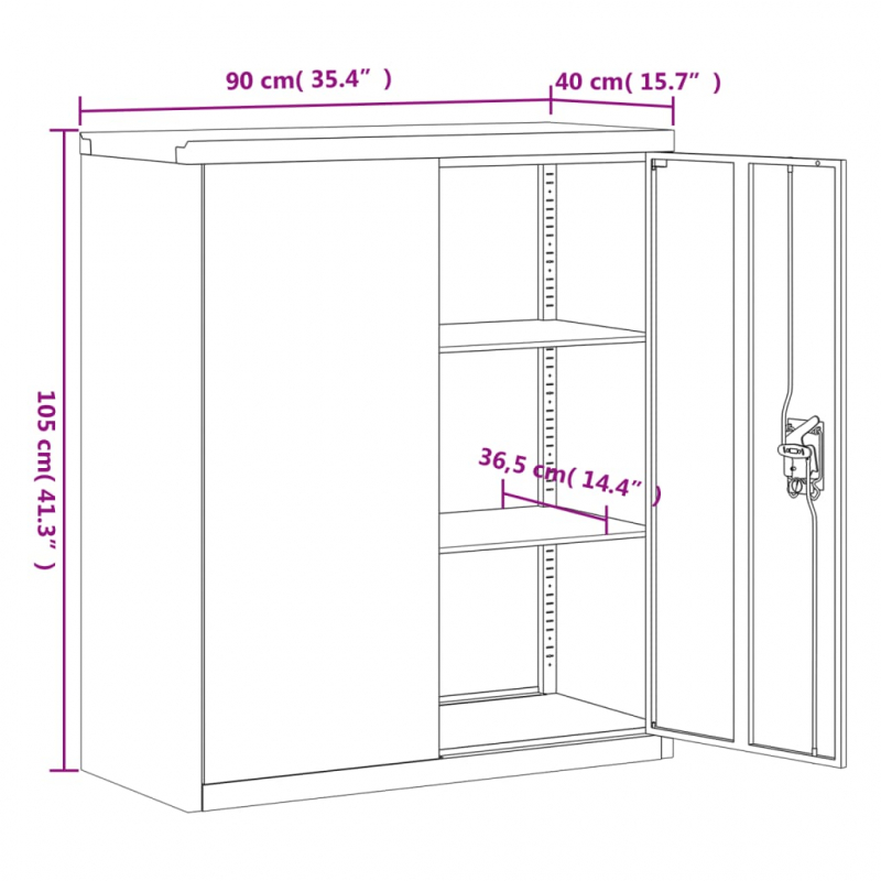 Aktenschrank Anthrazit 90x40x105 cm Stahl