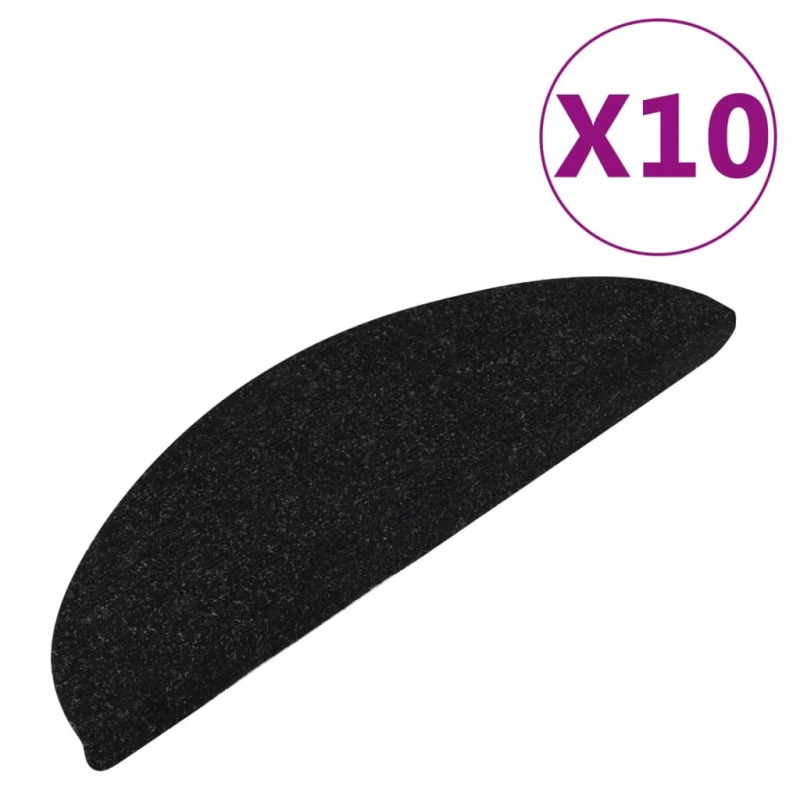 Stufenmatten Selbstklebend 10 Stk. Schwarz 65x22,5x3,5 cm
