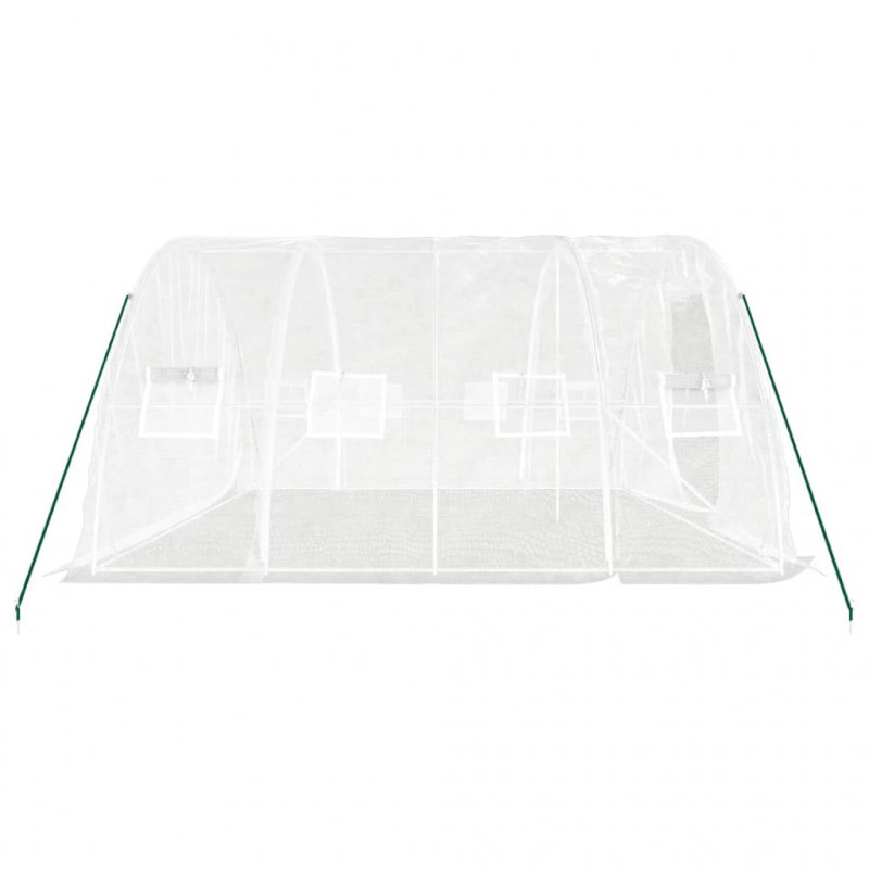 Gewächshaus mit Stahlrahmen Weiß 20 m² 5x4x2,3 m