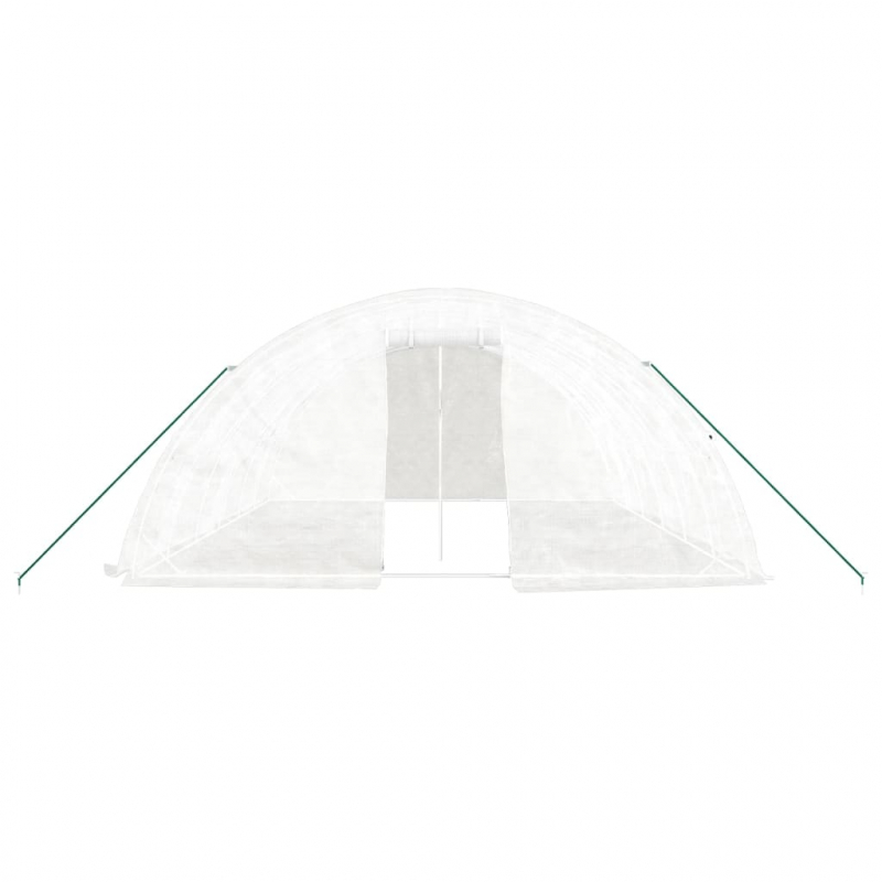Gewächshaus mit Stahlrahmen Weiß 30 m² 6x5x2,3 m
