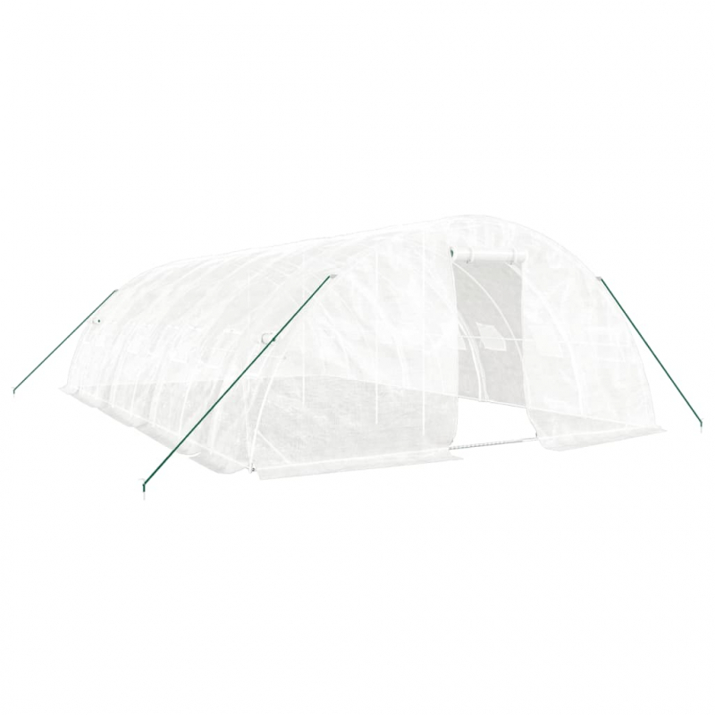 Gewächshaus mit Stahlrahmen Weiß 40 m² 8x5x2,3 m