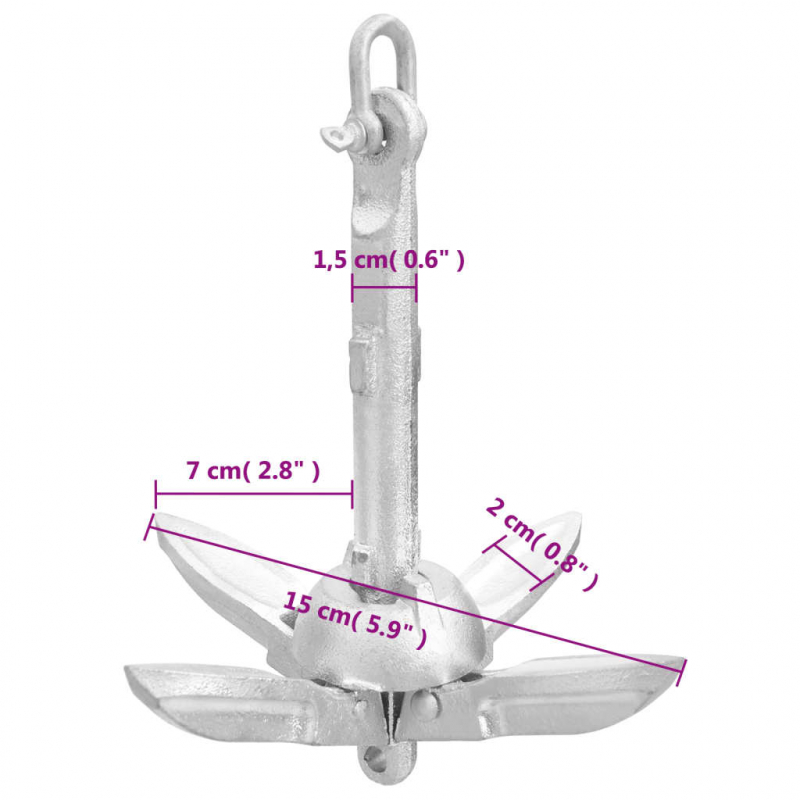 Klappanker Silbern 0,7 kg Temperguss