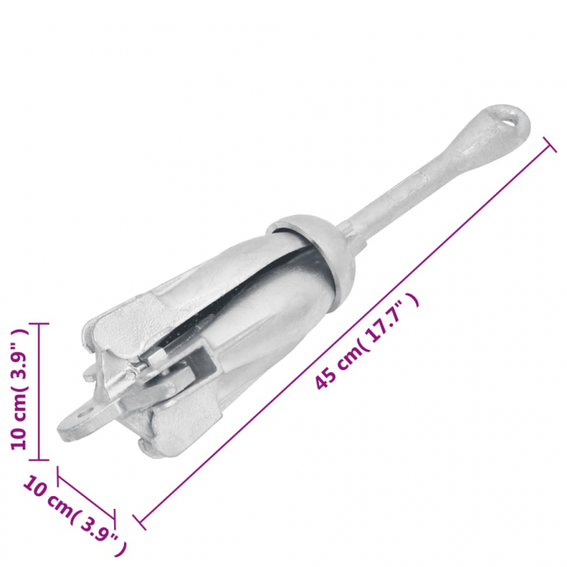 Klappanker Silber 4 kg feuerverzinktes Gusseisen