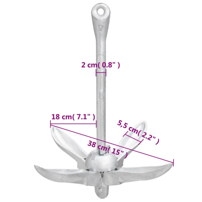 Klappanker Silber 4 kg feuerverzinktes Gusseisen