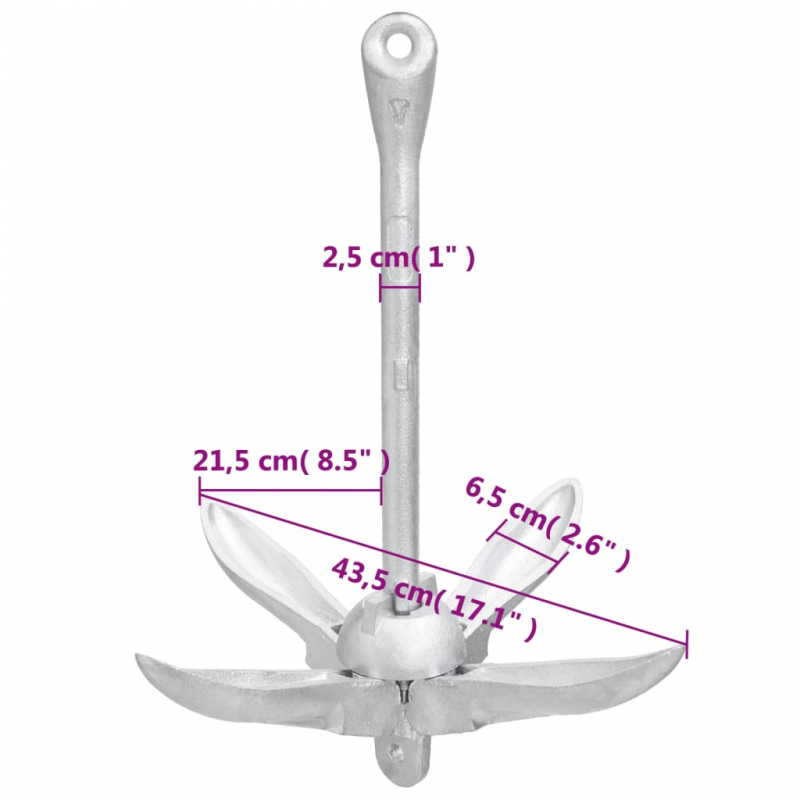 Klappanker Silbern 6 kg Temperguss