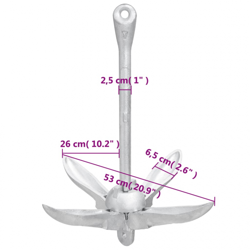 Klappanker Silbern 8 kg Temperguss