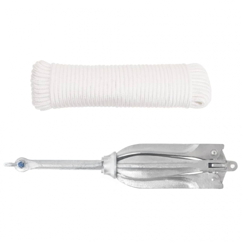 Klappanker mit Seil Silber 10 kg Feuerverzinktes Gusseisen