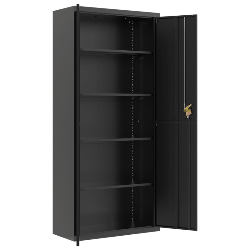 Aktenschrank Schwarz 90x40x240 cm Stahl