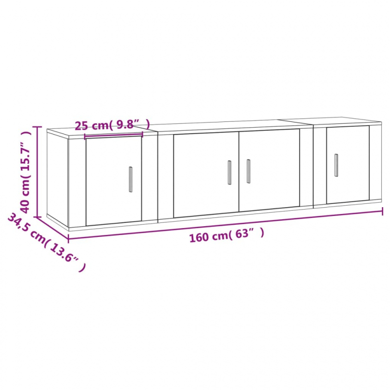 3-tlg. TV-Schrank-Set Sonoma-Eiche Holzwerkstoff