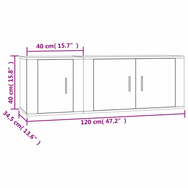 2-tlg. TV-Schrank-Set Betongrau Holzwerkstoff