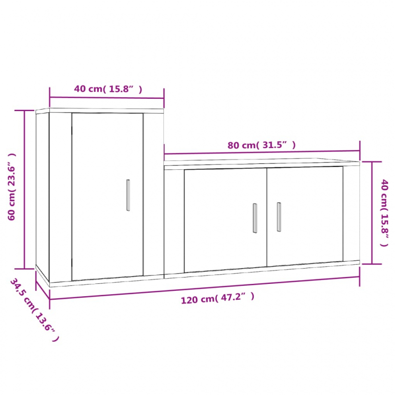 2-tlg. TV-Schrank-Set Hochglanz-Weiß Holzwerkstoff