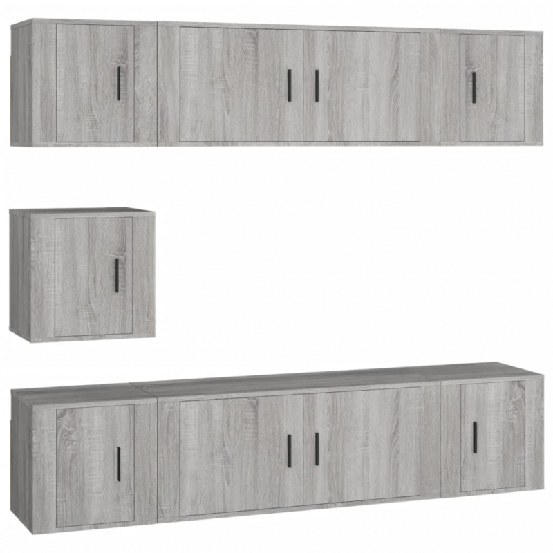 7-tlg. TV-Schrank-Set Grau Sonoma Holzwerkstoff