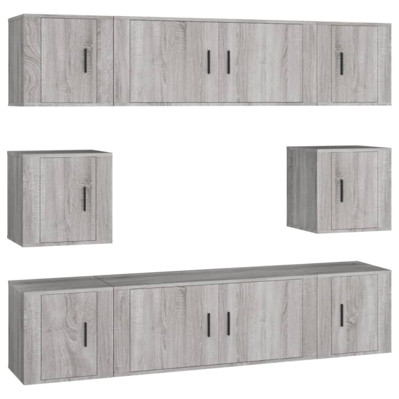 8-tlg. TV-Schrank-Set Grau Sonoma Holzwerkstoff